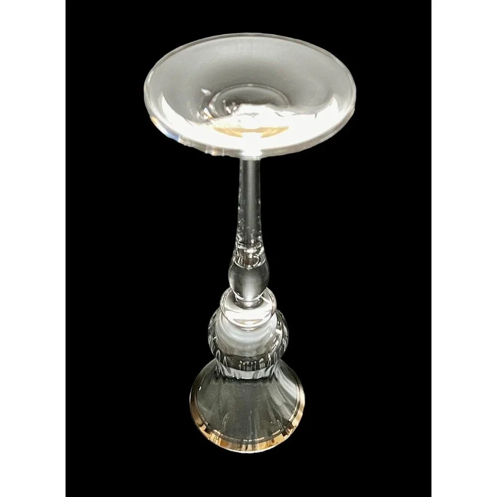 Vintage Mikasa Jamestown Clear Gold Trim‎ Crystal Single Candlestick Holder EUC